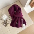 Bufanda de punto de pura lana de color sólido invierno cálido pareja accesorios suaves - 160x20cm / Púrpura