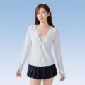 Chaqueta con capucha de protección solar para mujer ropa ligera anti-UV blanca - M / Blanco sencillo (estilo con capucha)