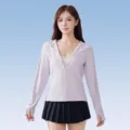 Women Sun Protection Jacket Hooded Long Sleeve Zip Up Light Purple Outdoor Activewear - Purple (Hooded Style)