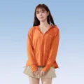 Chaqueta con capucha de protección solar naranja con UPF100+ UV, ajuste cómodo y amplio. - L / Naranja Oscuro