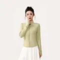 Women's cooling sun protection jacket, lightweight athletic long sleeve top in light green. - Matcha Green