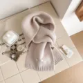 Cozy solid color pure wool knitted scarf for women, soft winter warm neck warmer. - 160x20cm / Off White