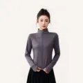Women's dark grey cooling sun protection jacket, breathable quick-dry long sleeve slim top. - Graphite Purple