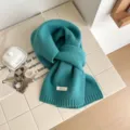 Solid color knitted wool scarf, warm winter neck warmer, ins style casual versatile accessory. - 160x20cm / Teal
