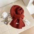 Cozy rust red knit scarf, soft warm winter neckwear for couples daily fashion matching style. - 160x20cm / Brick Red