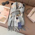 Grau beige kariert Kaschmirimitat Schal, weich warm Winter Halstuch, klassisch Retro Stil. - Farbe 14