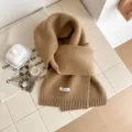 Pure wool knitted scarf winter warm casual solid color cozy fashion stylish winter neck wrap - 160x20cm / Khaki