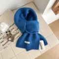 Blue solid color knitted wool scarf, cozy winter warm winter neck warmer for couple style. - 160x20cm / Klein Blue