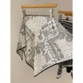 French vintage black and white paisley print square scarf stylish hair band for women - Floral Paisley White
