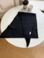 Black wool blend triangle scarf solid color warm winter shawl minimalist style neck wrap - Black