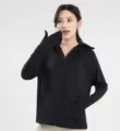 Chaqueta negra de protección solar para mujer con capucha y guantes anti-UV ligera - L (45-65 kg) / Negro Clásico