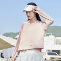 Sudadera con capucha protección solar mujer verano fina UV transpirable exterior casual chaqueta rosa - Talla única / Rosa Sakura