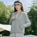 Chaqueta de protección solar para mujer ligera con capucha anti-UV abrigo de verano transpirable - Talla única / Gris Montaña Lejana