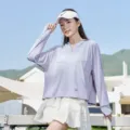 Mujer chaqueta ligera protección solar, chaqueta cortavientos con capucha y cremallera. - Talla única / Púrpura