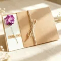 Handcrafted retro kraft paper greeting card with purple flower detail for events. - Purple Carnation (Artificial)