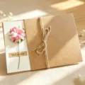 Vintage kraft paper handmade dried flower greeting card for teachers day and festivals. - Pink Carnation (Artificial)