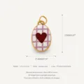 Stainless steel oval heart pendant featuring a purple grid pattern and red velvet charm. - Checkerboard Heart Pendant