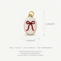 Stainless steel oval pendant necklace accessory featuring a charming red bow and gold plating. - White Bowknot Pendant