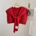 Chal bufanda de punto de color liso prenda versátil elegante moda de otoño invierno - Burdeos