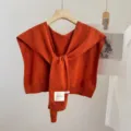 Bufanda chal de punto de color solido para hombre y mujer otono oficina aire acondicionado - Rojo Anaranjado