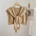 Beige knitted shawl scarf versatile stylish shoulder wrap for women and men daily wear. - Khaki
