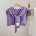 Solid color knitted shawl scarf for men and women, spring autumn office air conditioning shawl. - Dark Purple