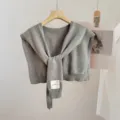 Grey knit shawl scarf wrap versatile office cape stylish elegant warm women autumn winter - Gray