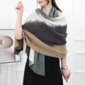 Gradient pleated scarf and shawl for women, soft cotton linen material, elegant neckwear accessory. - Gradient Pleated 07