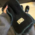 Black knitted winter scarf plush warm cozy fashion stylish neck warmer accessory - Black