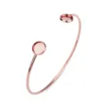 DIY Roségold offener Armreif Rohling mit zwei runden Fassungen Detailansicht Schmuck. - Armreif Tablett / Roségold (Edelstahl)