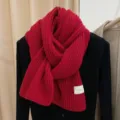 Rode gebreide sjaal winter warme wol nek kraag zacht stijlvol gezellig casual accessoire - Bordeauxrood