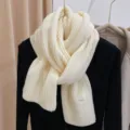 Vrouwen winter warme gebreide sjaal effen kleur korte zachte halsdoek gezellig dagelijks stij - Broken Wit