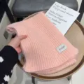 Bufanda de punto rosa de invierno, mezcla de lana suave, calentador de cuello, cálida - Rosa