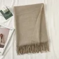 Cómoda bufanda de invierno de punto liso para mujer, chal cálido suave y elegante. - Beige