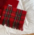 Red plaid tassel winter scarf cozy retro classic fashion warm women apparel accessories - New Red Plaid