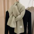 Bufanda de punto acogedora para mujeres invierno cálido color sólido corto estilo - Color Té con Leche