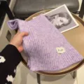 Soft wool blend winter knitted scarf for women and men, cozy purple fashion warm neck warmer. - Purple