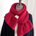 Acogedora bufanda de punto rojo para mujeres invierno cálido cuello acanalado accesorio elegante - Rojo
