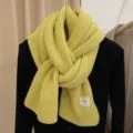 Bufanda de punto acanalado amarillo invierno cálido corto braga de cuello suave acogedor - Amarillo
