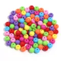 Colorful acrylic loose beads for DIY jewelry making, handmade craft accessories, vibrant round beads. - 100 Pieces/Pack (Approx. 10mm) / Dark Color Random Mix
