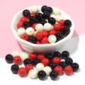 Acrylic round beads in Christmas colors red white black, loose beads for DIY handmade jewelry. - 100 Pieces/Pack (Approx. 10mm) / Mickey Mouse Series