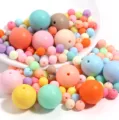 Colorful solid round loose beads DIY craft handmade jewelry accessories multi size assortment - 100 Pieces/Pack (Approx. 10mm) / Frosted Random Mixed Colors