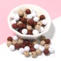 Acrylic round beads assorted colors bulk DIY jewelry making craft accessories set pack - Khaki Brown