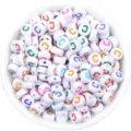 100 Stk. Acryl flache runde Buchstabenperlen weisse Basis bunte Alphabet DIY Armband - 100 Stück Packung (6,7x3,8mm) / Buchstabe C