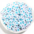 Acrylic Square Heart Beads Blue White DIY Jewelry Accessories Variant Style - 100pcs - 6.7x6.7x6.7mm (Hole 4.2mm) / 100 Pieces/Pack / Light Blue Heart