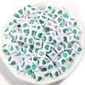 100pcs acrylic square heart beads green love spacer charms DIY jewelry making accessories - Green Heart Style