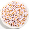 Acrylic square heart beads, colorful oil drop large hole spacer beads for DIY jewelry making. - Yellow Heart Style
