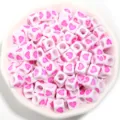 100pcs pack acrylic square heart beads pink heart spacer DIY jewelry making accessories crafts - Rose Red Heart