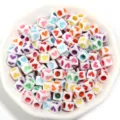 Acrylic square heart beads colorful DIY jewelry accessories spacer beads variant display. - Washed Mixed Color Heart Style