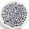 Acrylic square heart beads bulk 100pcs white black love charms DIY jewelry making supplies - Washed Black Heart Style